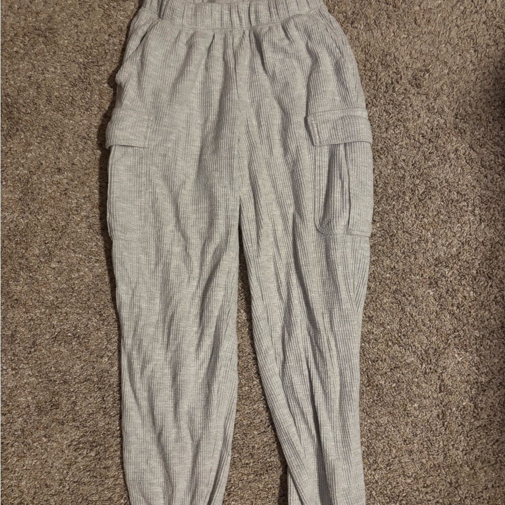 Aerie Gray Ribbed Joggers